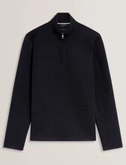 Waffle Knit Quarter Zip Sweatshirt