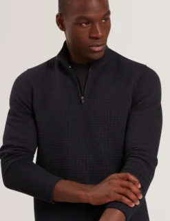 Waffle Knit Quarter Zip Sweatshirt