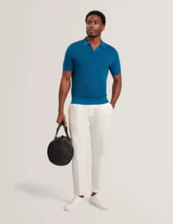 Wave Stitch Pure Cotton Open Neck Polo
