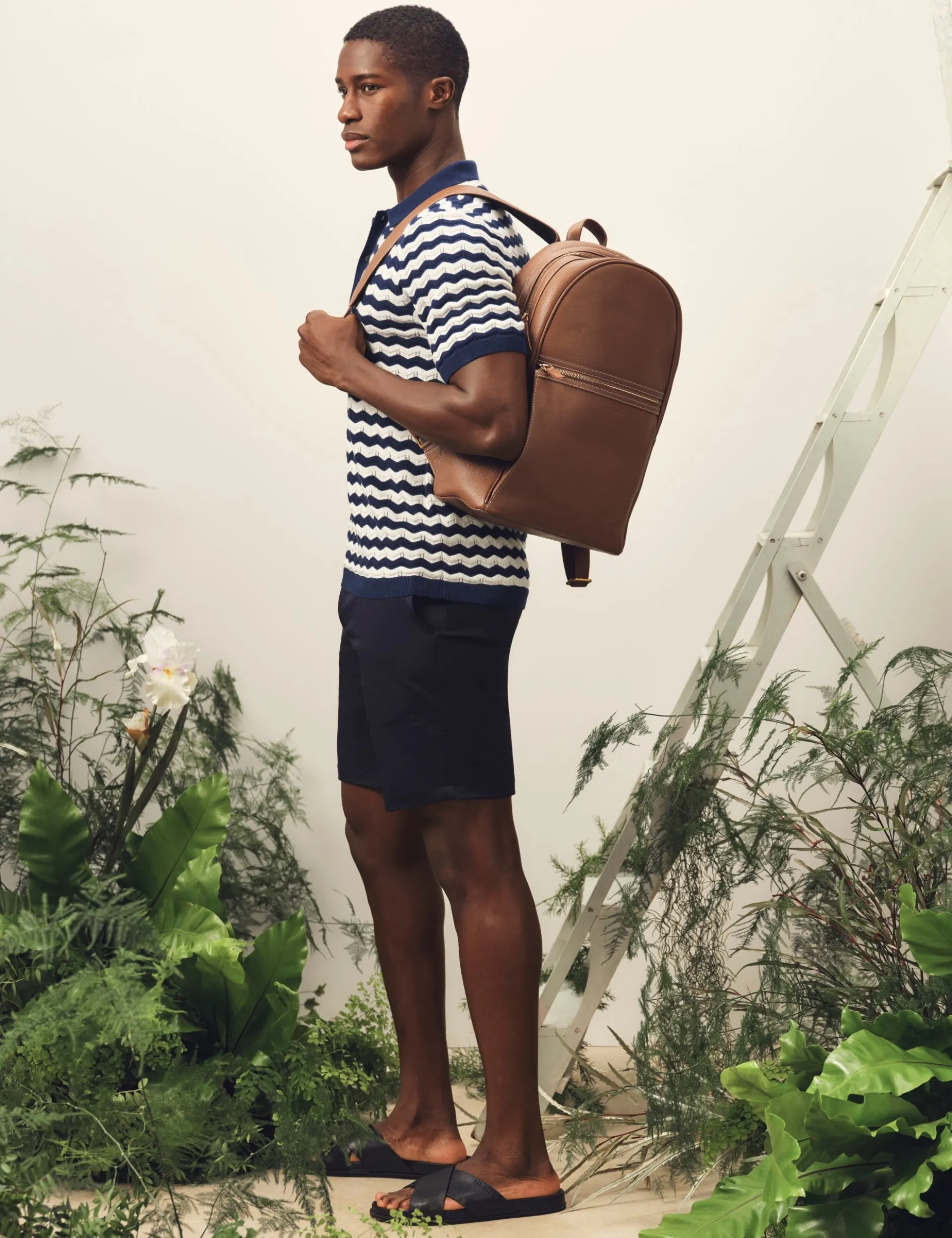 Wavy Stripe Merino Wool Blend Polo