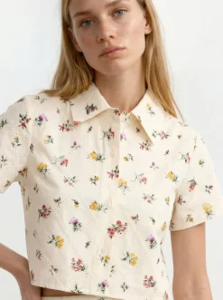 Wildflower Embroidered Cropped Shirt