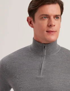 Wool Quarter Zip Funnel Neck Sweater