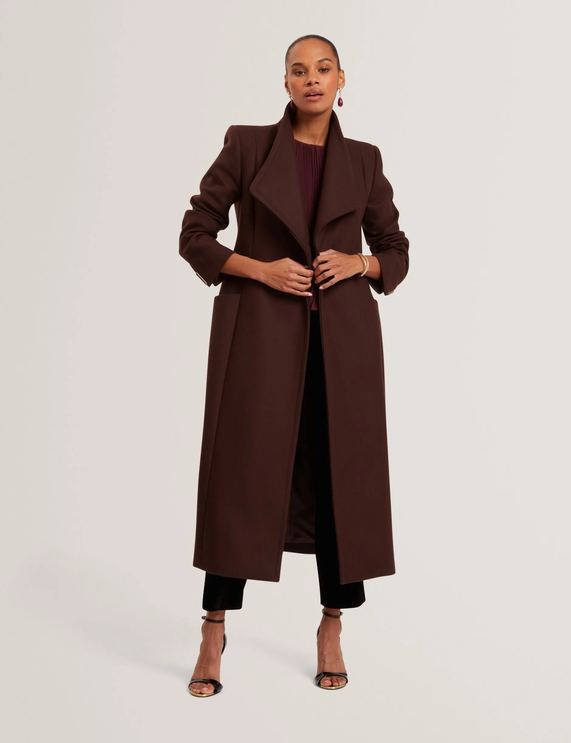 Wool Rich Hourglass Longline Wrap Coat