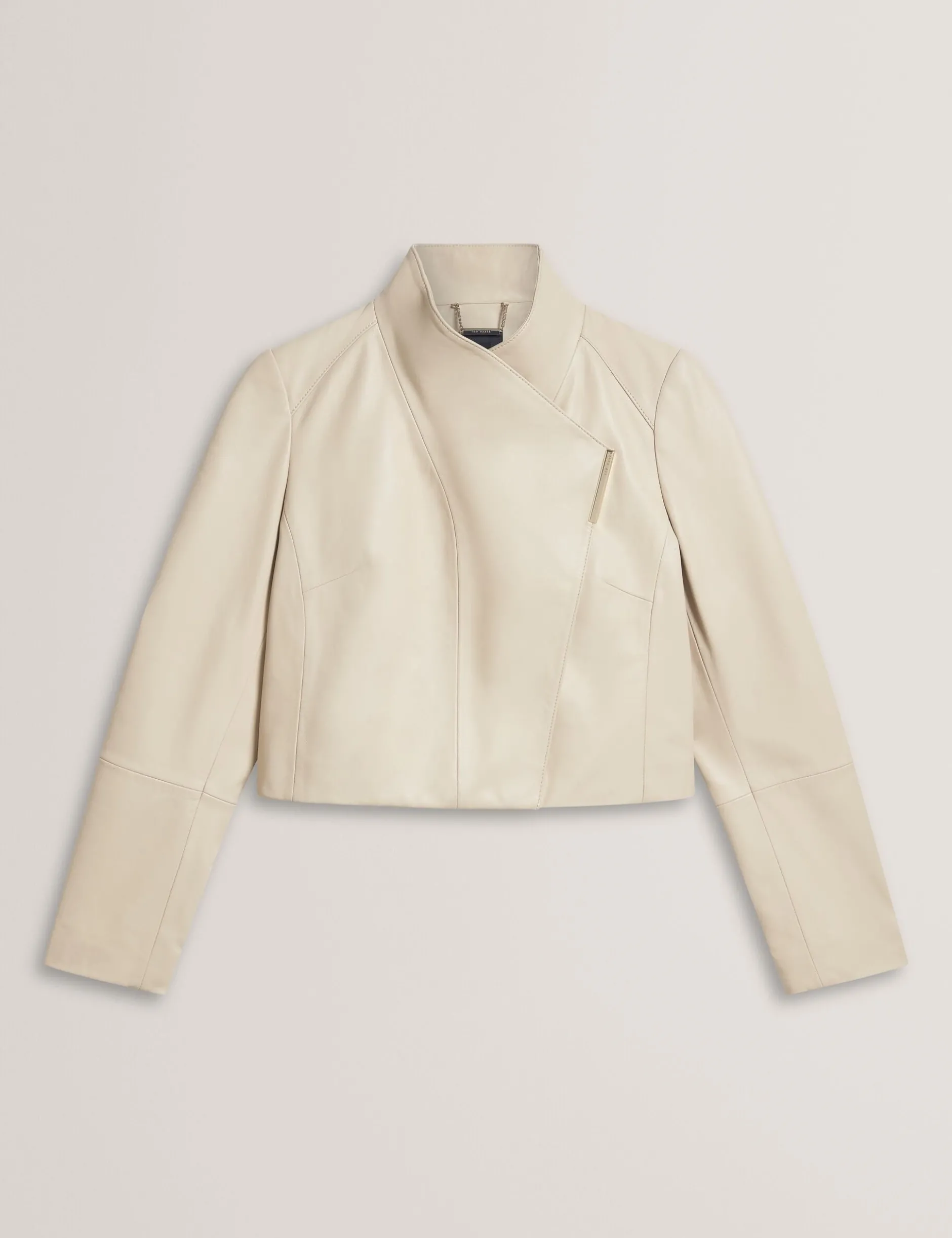 Wrap Front Cropped Leather Jacket