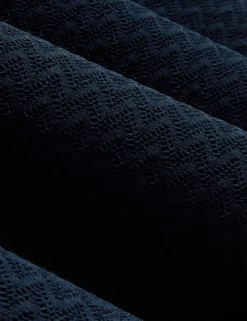 Zig Zag Knit Open Neck Polo