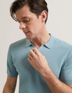 Zig Zag Knit Open Neck Polo