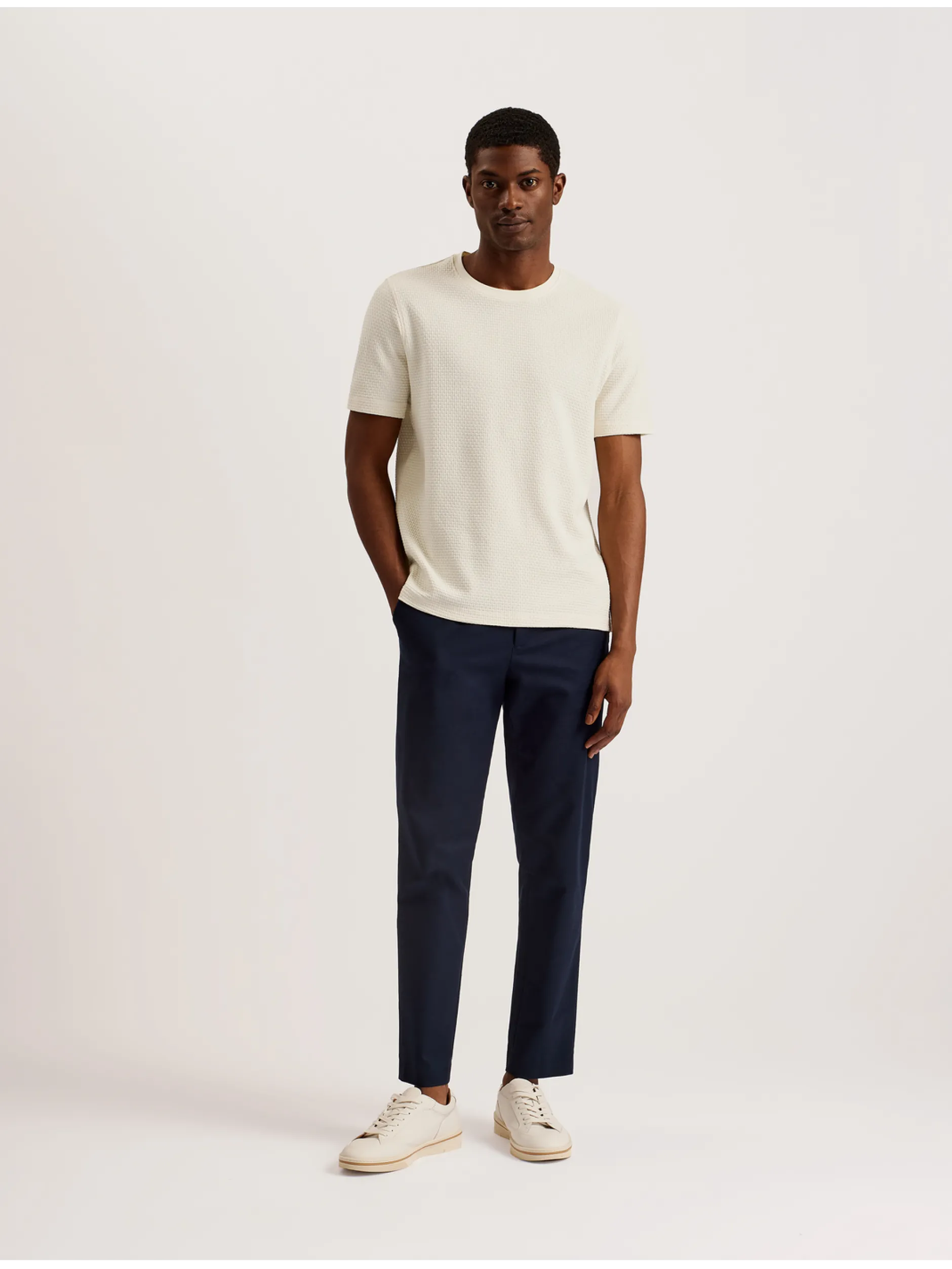 Zig Zag Texture Knitted Cotton T-Shirt