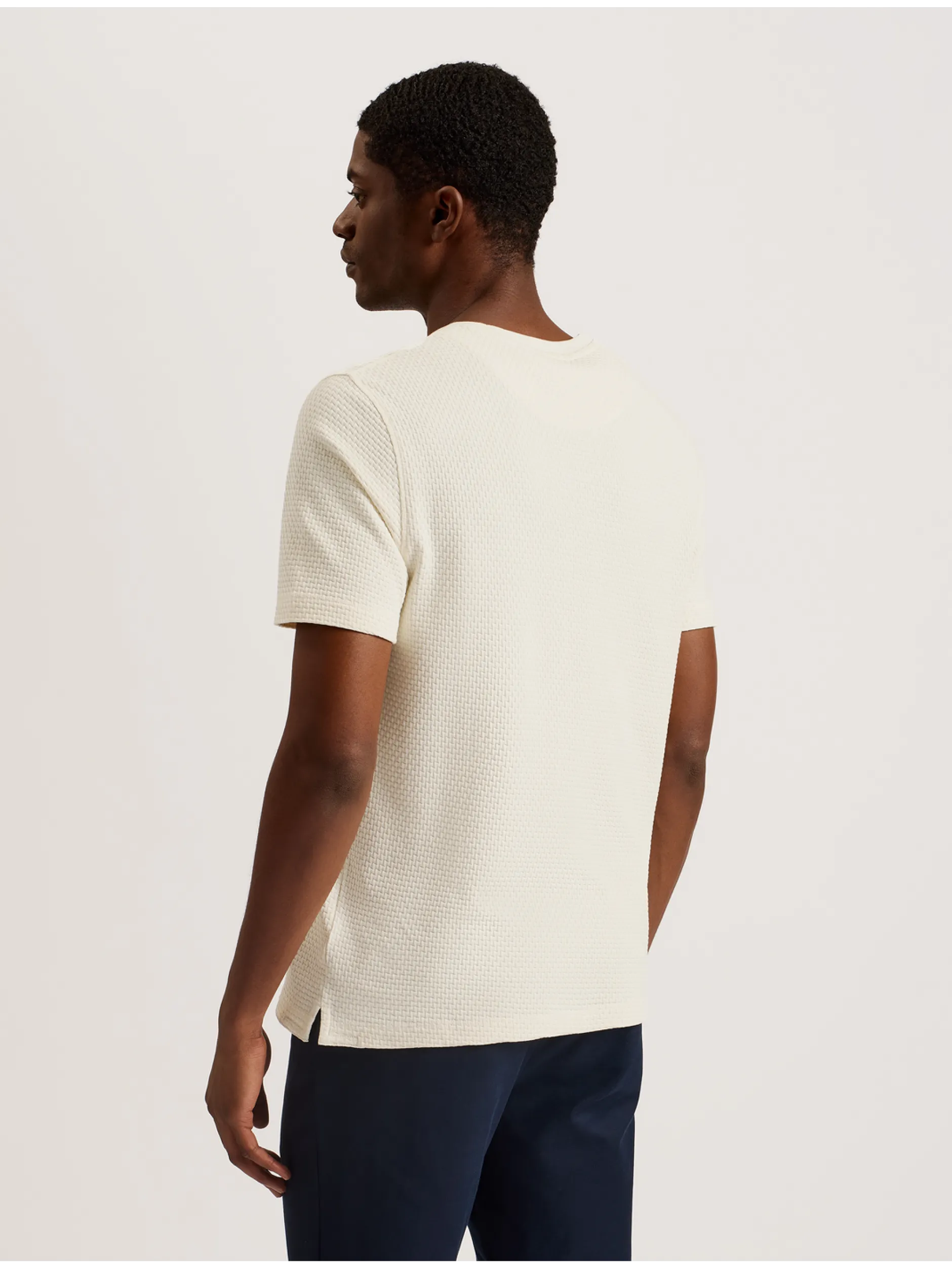 Zig Zag Texture Knitted Cotton T-Shirt