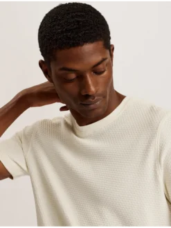 Zig Zag Texture Knitted Cotton T-Shirt