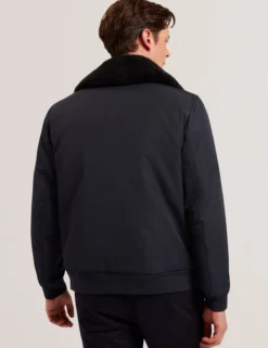 Zip Bomber Jacket With Removable Collar